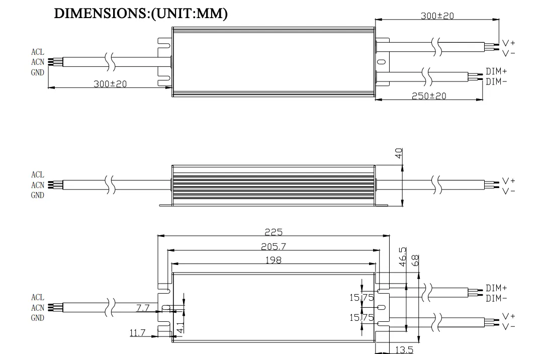 Size of 12v 80w constant voltage led driver