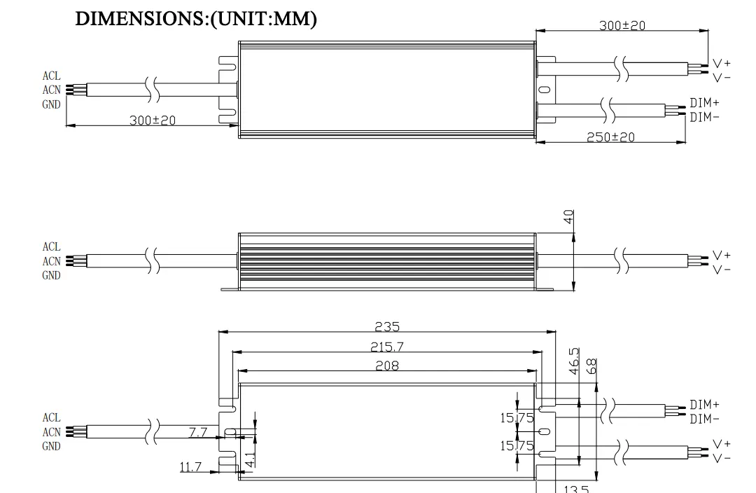 Size of 12v 80w constant voltage led driver